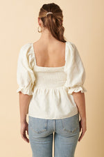 Cream Babydoll Puff Sleeve Top