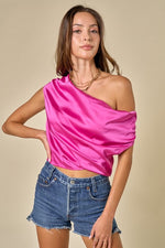 Magenta Cowl Neck Back Tied Top