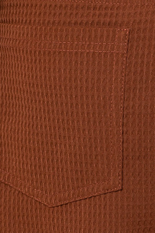 Brown Waffle Knit Oversized Cropped Jacket