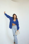Royal Blue Bubble Knit Button Down