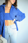 Royal Blue Bubble Knit Button Down