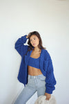 Royal Blue Bubble Knit Button Down
