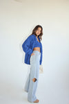 Royal Blue Bubble Knit Button Down