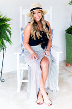Cheveron Pattern Faux Wrap Maxi Skirt