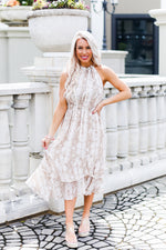 Snakeskin Swiss Dot Midi Ruffle Dress - Kendry Collection Boutique