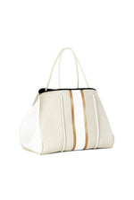 Beige And Gold Stripe Neoprene Tote Bag - Kendry Collection Boutique
