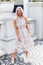 Snakeskin Swiss Dot Midi Ruffle Dress - Kendry Collection Boutique