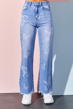 Butterfly Printed Straight Leg Jeans