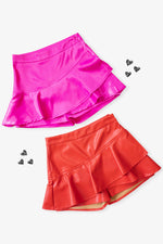 Pink Satin Ruffle Skort