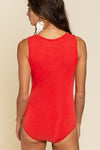 Cherry Red Button Top Bodysuit