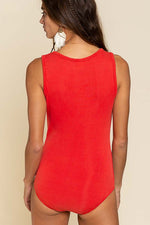 Cherry Red Button Top Bodysuit