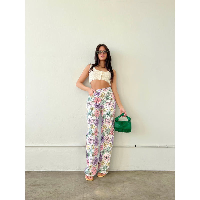 Floral Colors Straight Leg Jeans
