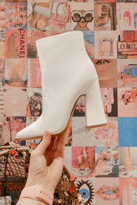 Warning White Faux Leather Booties