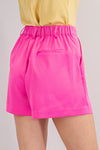 Pink Satin High Waisted Shorts