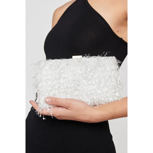 Shoshanna Ivory Fringe Evening Bag