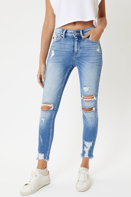 High Rise Distressed Ankle Skinny Jeans Medium - Kendry Collection– Kendry Collection Boutique