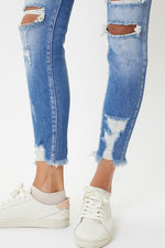 Layla High Rise Distressed Ankle Skinny Jeans - Medium Wash