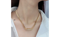 Cuban Chain Triple CZ Pendant Necklace