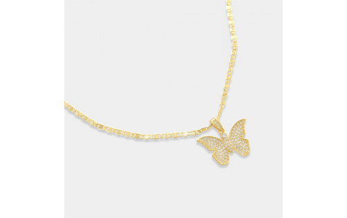 CZ Butterfly Pendant Necklace