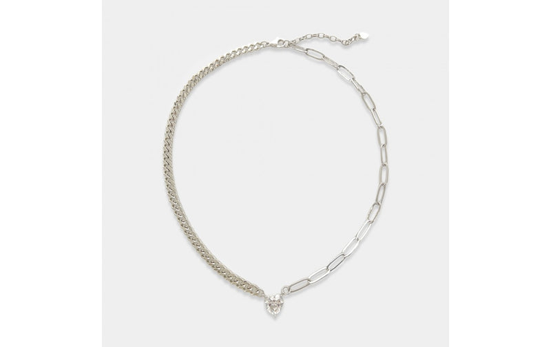 CZ Heart Mixed Chain Pendant Necklace