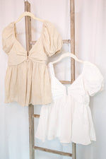 Beige U-Wire Puff Sleeve Top