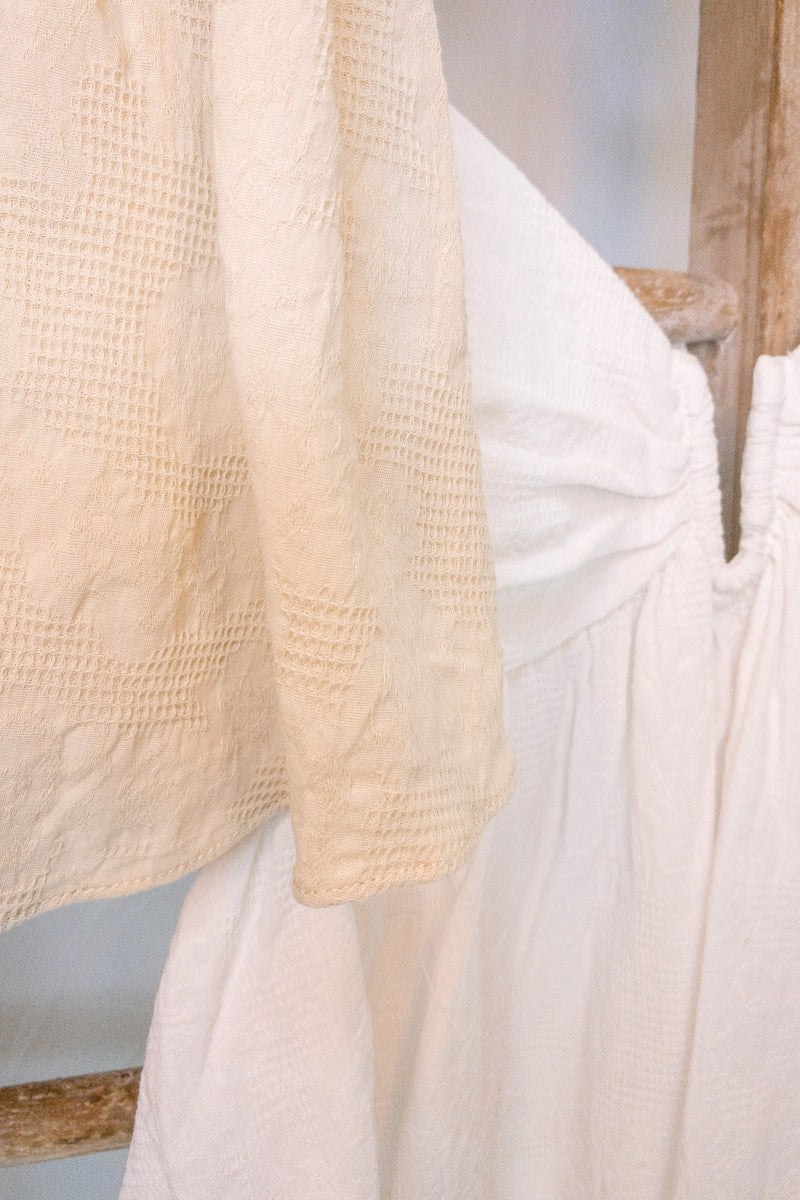 Beige U-Wire Puff Sleeve Top