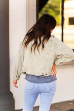 Amelia Olive Green Distressed Corduroy Jacket - Shop Kendry Collection Boutique
