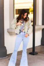 Amelia Olive Green Distressed Corduroy Jacket - Shop Kendry Collection Boutique