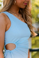 Baby Blue One Shoulder Cutout Mini Dress - Shop Kendry Collection Boutique
