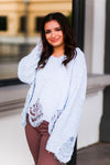 Baby Blue Distressed Popcorn Sweater- Shop Kendry Collection Boutique