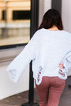 Baby Blue Distressed Popcorn Sweater- Shop Kendry Collection Boutique