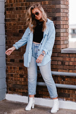 Baby Blue Plush Button Down Shacket - Kendry Collection Boutique