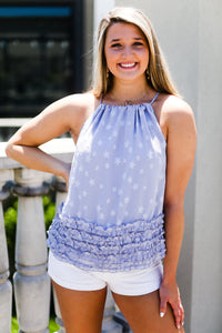Baby Blue Ruffle Star Tank Top - Shop Kendry Collection Boutique