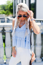 Baby Blue Ruffle Tank Top