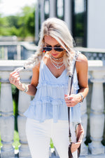 Baby Blue Ruffle Tank Top