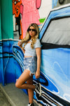 Baby Blue Rushed Cutout Top - Shop Kendry Collection Boutique
