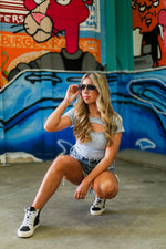 Baby Blue Rushed Cutout Top - Shop Kendry Collection Boutique