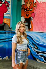 Baby Blue Rushed Cutout Top - Shop Kendry Collection Boutique