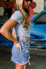 Baby Blue Rushed Cutout Top - Shop Kendry Collection Boutique