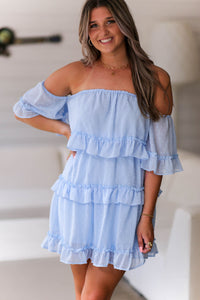 Baby Blue Swiss Dot Ruffle Mini Dress - Shop Kendry Collection Boutique