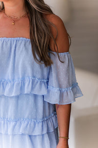 Baby Blue Swiss Dot Ruffle Mini Dress - Shop Kendry Collection Boutique
