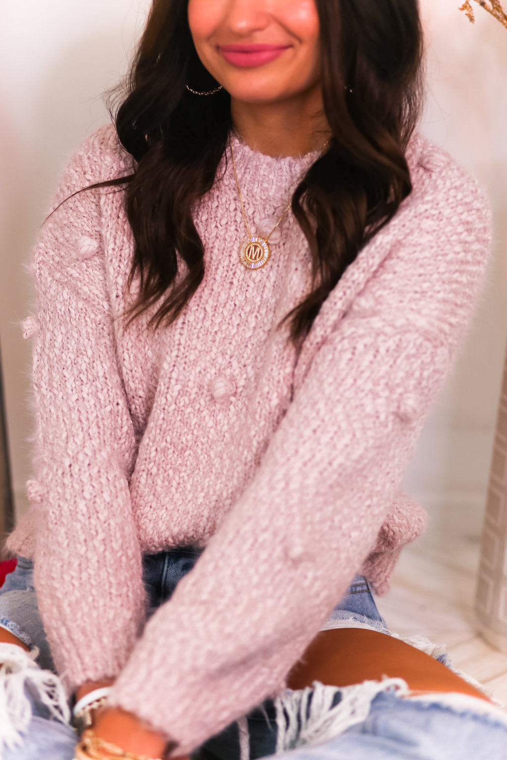 Baby Pink Textured Sweater - Shop Kendry Collection Boutique