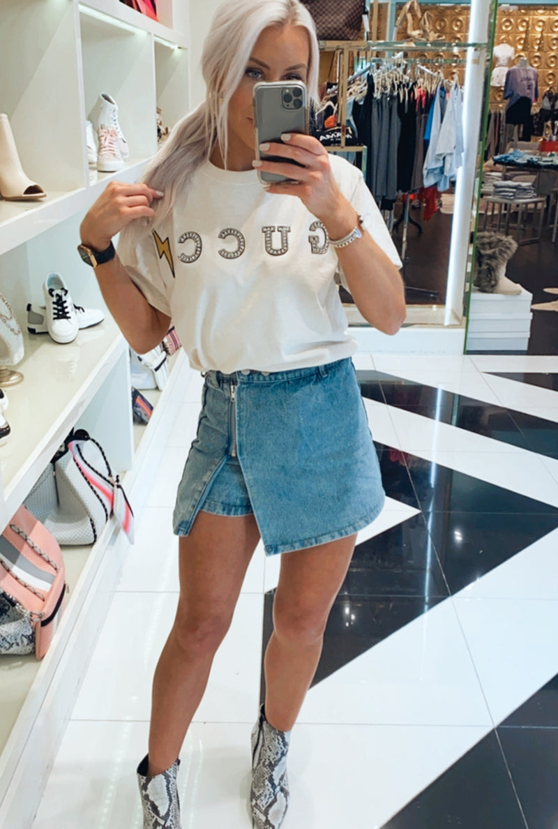 Front Zipper Medium Wash Denim Skort - Shop Kendry Collection Boutique