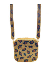 Beaded square shaped purse with matching removable strap. Leopard Print Beaded Box Purse - Shop Kendry Collection Boutique