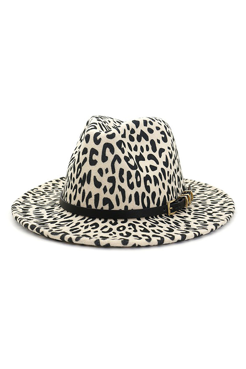 Beige Leopard Print Panama Hat - Shop Kendry Collection Boutique Online
