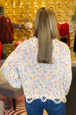 Beige Confetti Distressed Hem Sweater - Shop Kendry Collection Boutique