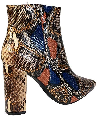 Bell Tan Snakeskin Pointy Toe Booties