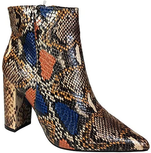 Bell Tan Snakeskin Pointy Toe Booties