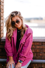 Berry Pink Plush Button Down Shacket - Kendry Collection Boutique