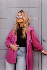 Berry Pink Plush Button Down Shacket - Kendry Collection Boutique